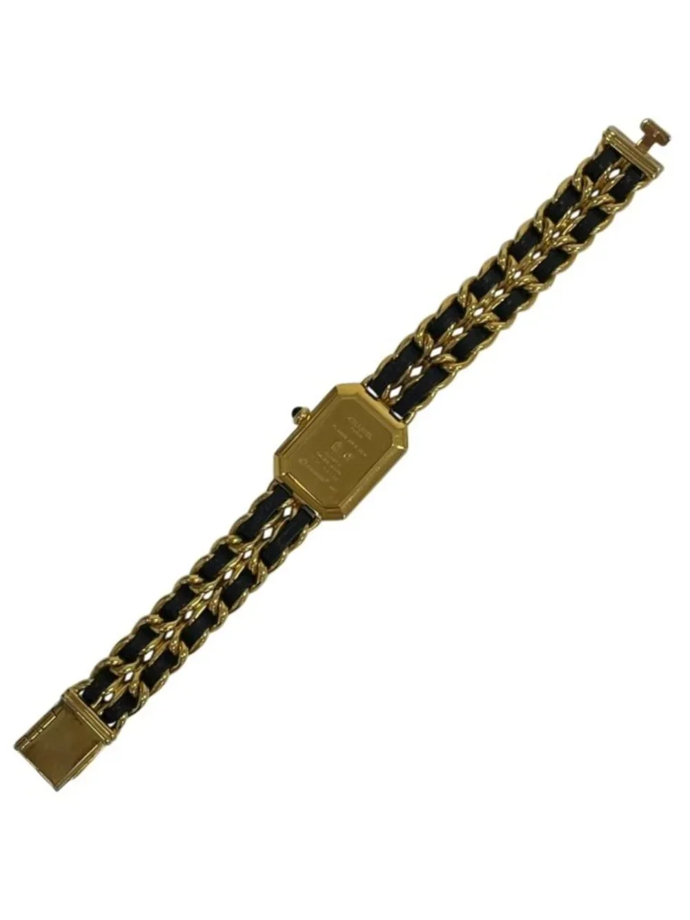 Chanel Premiere L Bracelet Watch Black Dial Gold Colored